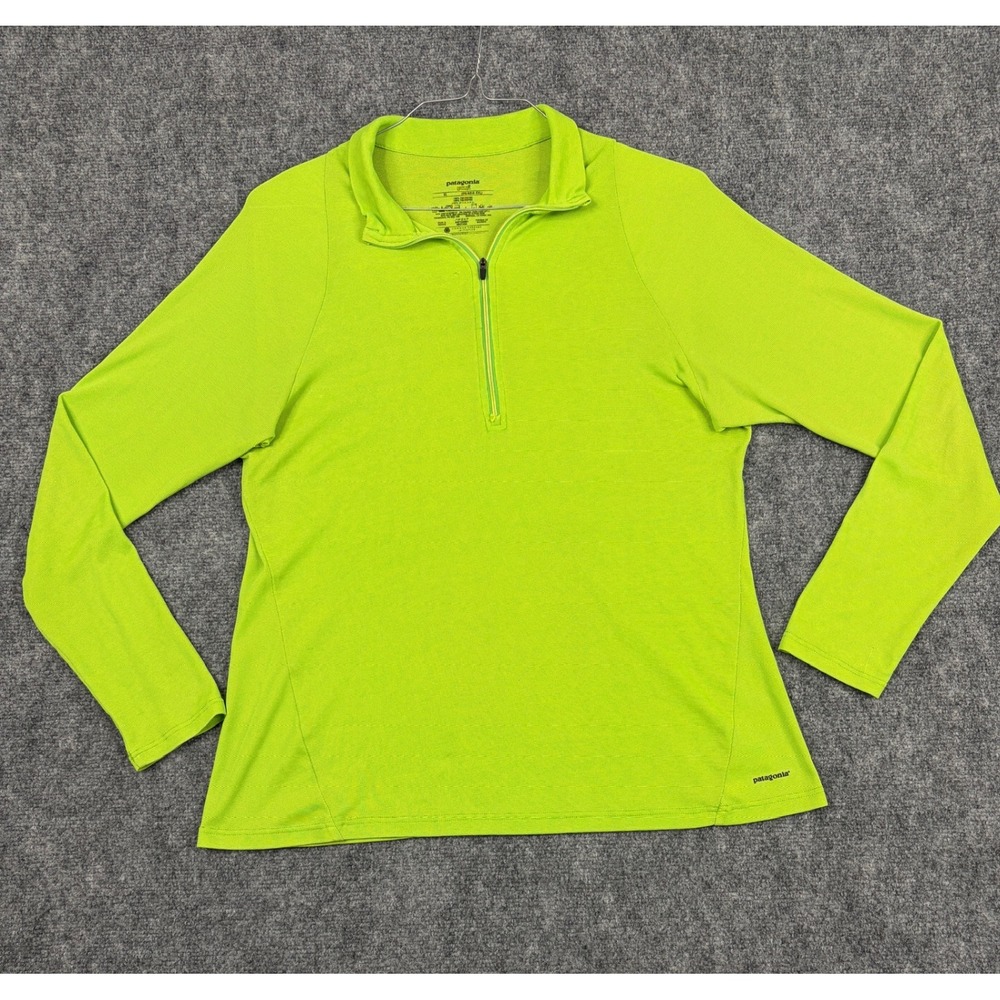 Patagonia Capilene 2 Lightweight Quarter Zip Pullover Lime Green Mens XL 44861